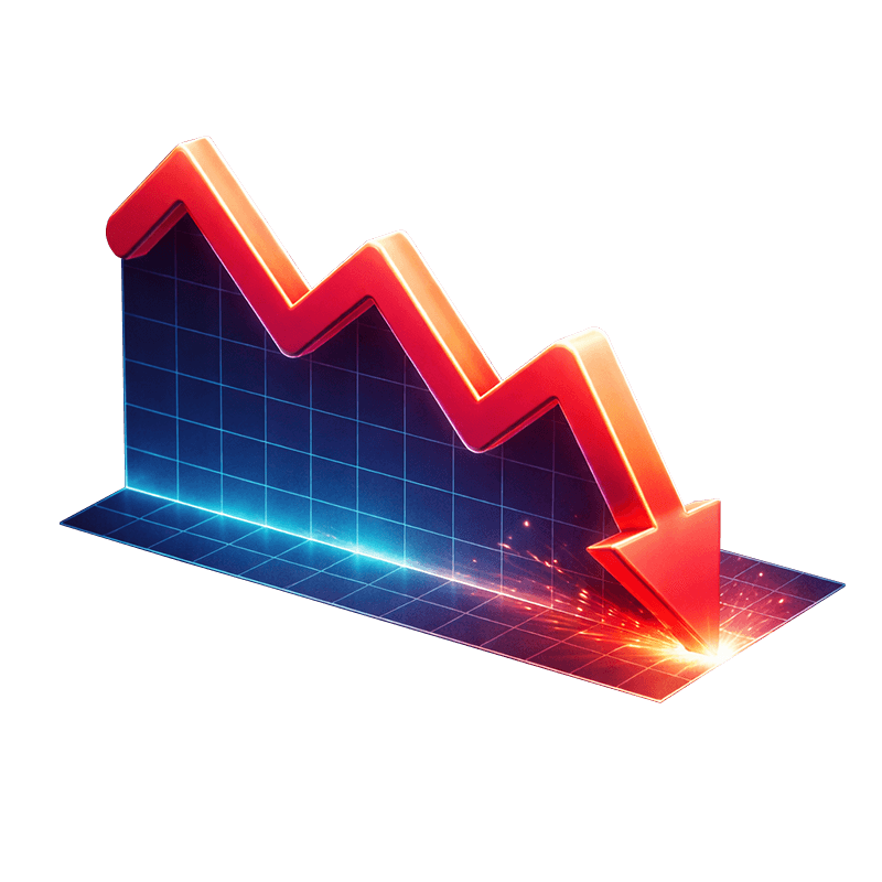Market risk analysis showing a downward red trend representing retail trading volatility